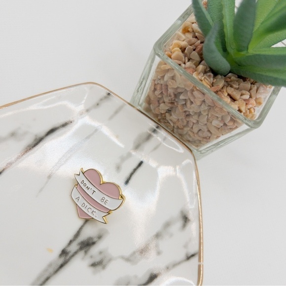 Don't Be A Dick Pink Heart Enamel Pin - Picture 4 of 7